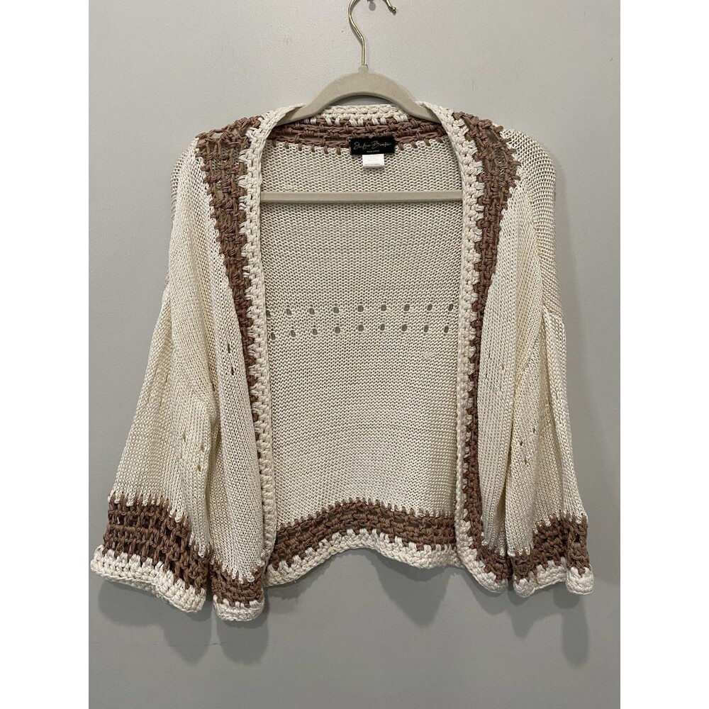 Vtg Justine Brooke Boho Open Front Knit Cardigan Size S Boho Coastal Grandmacore
